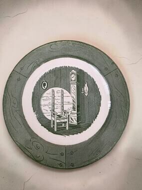 Vintage Royal Colonial Homestead Green Transferware Plate plate wall Americana